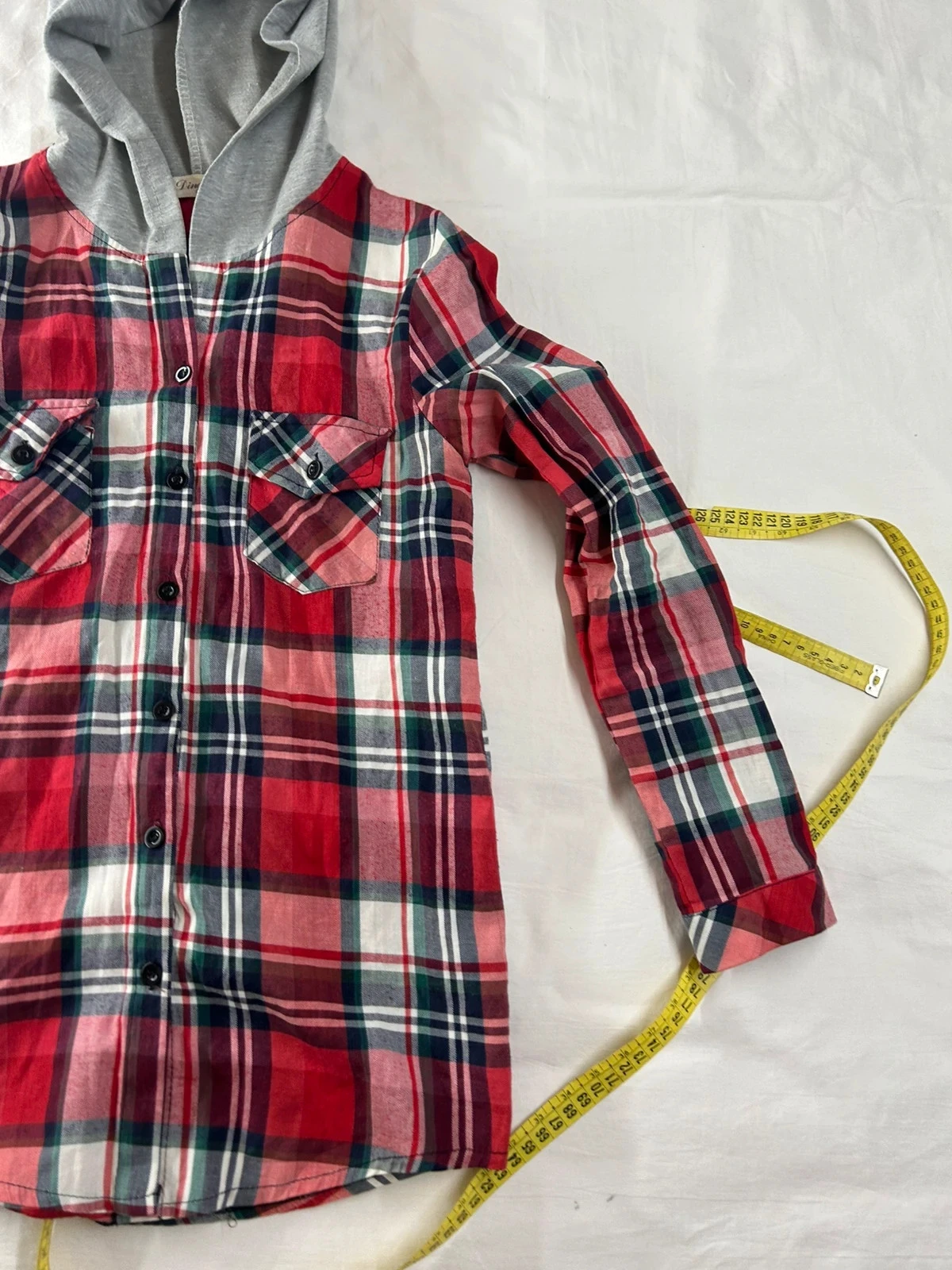 Rode grijze geruite hoodie dingxin vintage – photo 4